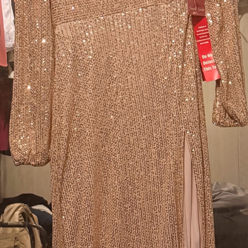 Emerald Sundae Rose Gold Sequin Maxi Dress